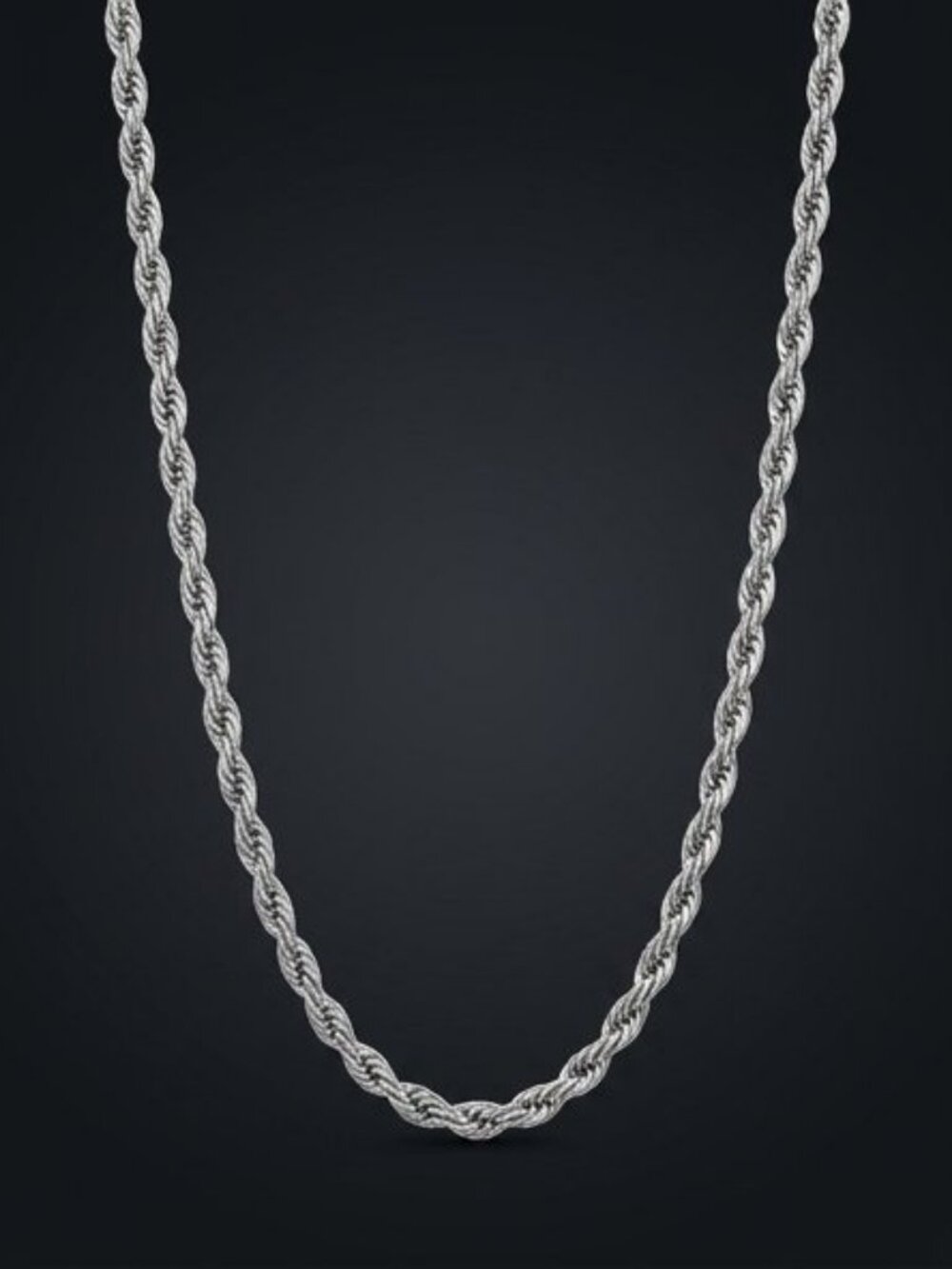 Stainless Steel Twisted Rope Chain Necklace Silver 4mm 22" Men Women Waterproof
